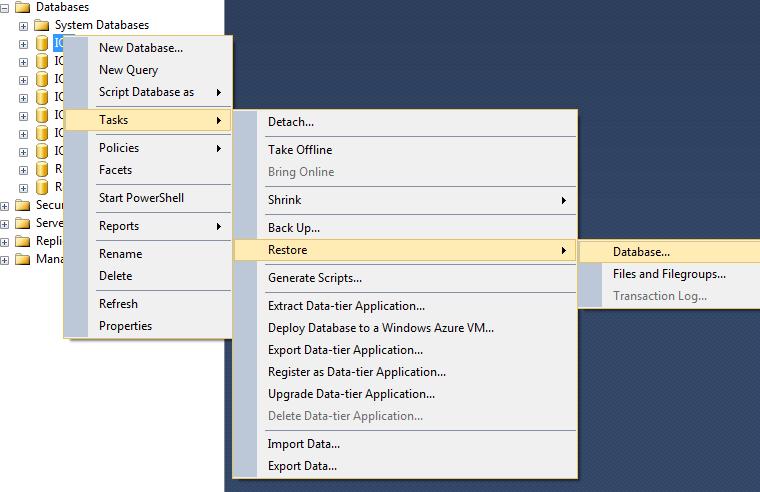 c. In the Object Explorer (left panel), expand the Databases object and right-click on