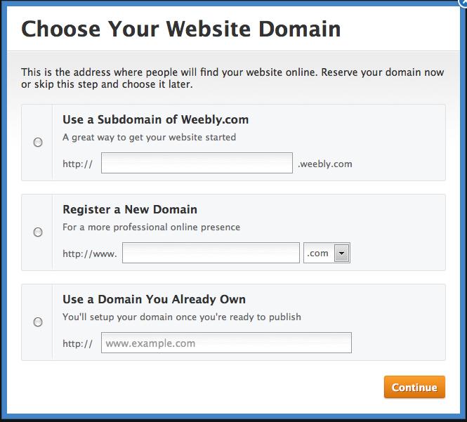 1. Choose Your Website Domain Under Choose Your Website Domain, select the choice beginning Use a Subdomain and type in the name you want to use. (It is a good idea to include your state in the name.