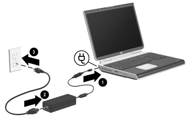 Startup Connecting the Notebook to External Power To connect the notebook to external power: 1. Plug the AC adapter cable into the power connector 1. 2.