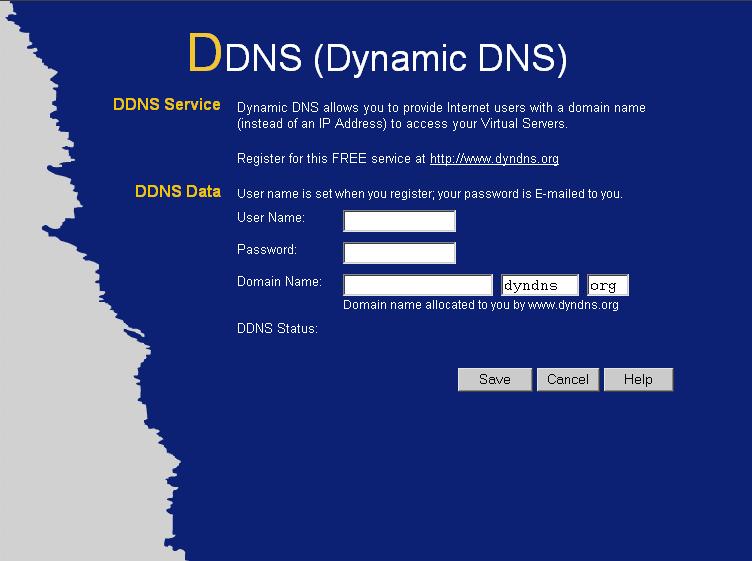 Advanced Features Dynamic DNS Screen Select Advanced on the main menu, then Dynamic DNS, to see a screen like the following: Data - Dynamic DNS Screen DDNS Service Figure 43: DDNS Screen DDNS Service