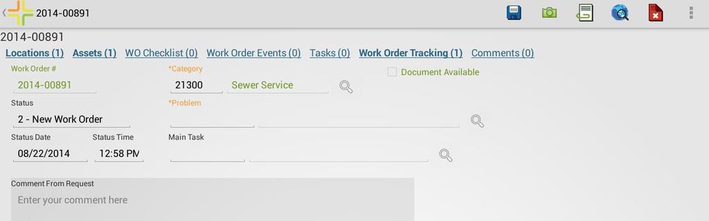 To create a work order for the current feature, click the Work Order button.