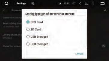Printscreen Setting: Select 15 seconds,30seconds,1 minute 2 minute,3 minute tocapture the image of screen and Storage Setting: Storage