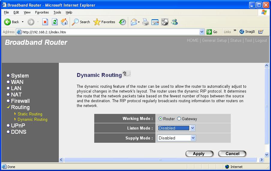2.6.2 Dynamic Routing Dynamic Routing allows the router to automatically adjust the physical changes in the network layout.