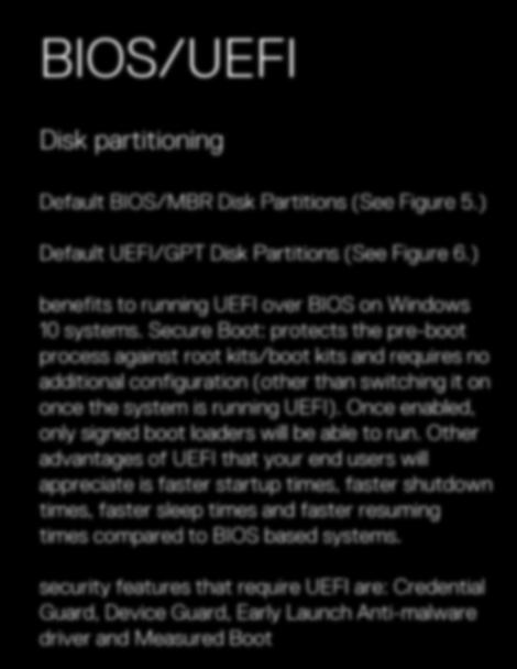 BIOS/UEFI Figure 5. - Default BIOS/MBR Disk Partitions Disk partitioning Default BIOS/MBR Disk Partitions (See Figure 5.) Default UEFI/GPT Disk Partitions (See Figure 6.) Figure 6.