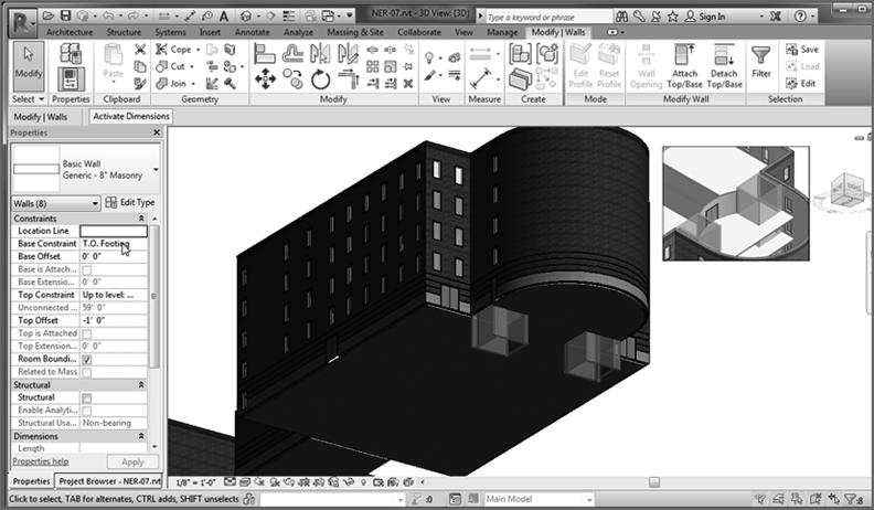 298 Chap ter 6 Floors F I G URE 6.54 : In the Properties dialog box, change Base Constraint to T.O. Footing. 4. Click Apply.