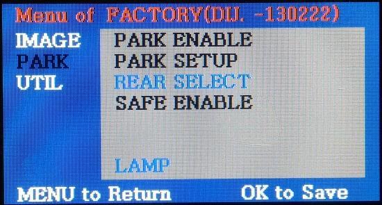 The Menu of FACTORY will appear on screen.
