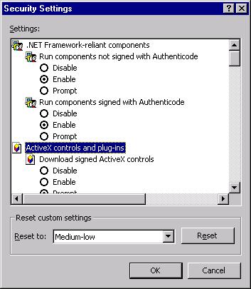 U PDATE THE RAISER S EDGE 67 5. Click Custom Level. The Security Settings screen appears. 6. Under ActiveX controls and plug-ins, Download signed ActiveX controls, select Enable or Prompt. 7.