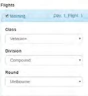 Select the flight you will be scoring. If any archer is not listed, press [Register Archer] to add them.