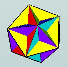 You will have this object, where each main face is a pentagon with a star sticking out of it.