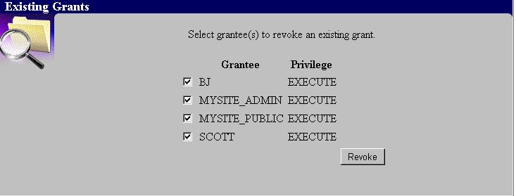 3. You receive confirmation in the Existing Grants screen: 4.