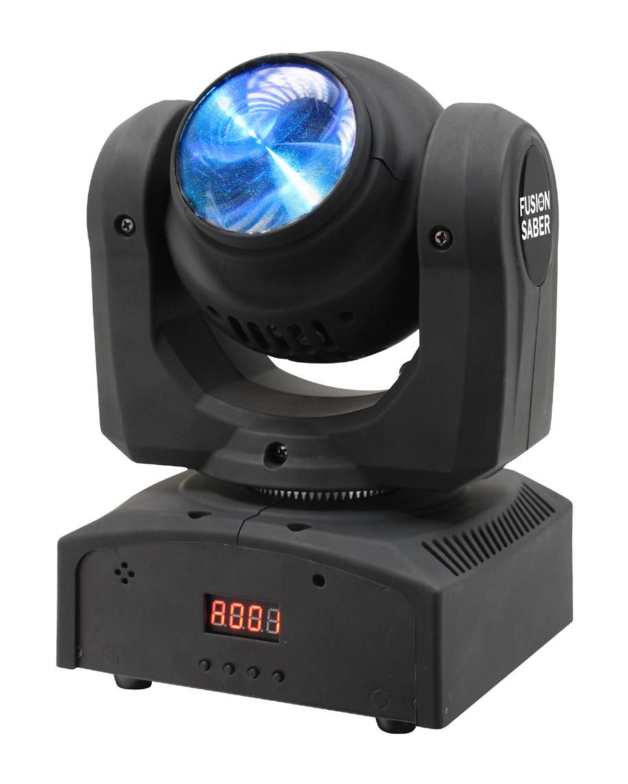 Product overview & technical specifications Fusion Saber This compact moving head from Equinox is loaded with 24W of LED output power.
