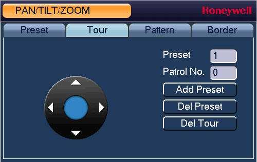 40 Performance Series HQA Digital Video Recorder User Guide Configuring PTZ Tours You can set up the PTZ camera to go from preset to preset in a specific order. To program a tour 1.
