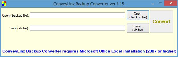 The ConveyLinx Backup Converter is a software tool that allows you to generate an easy to read Excel spread sheet displaying the data included in the binary Backup File created from EasyRoll.