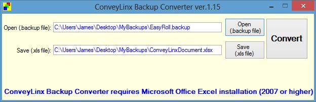 After selecting your backup file, a suggested filename and location for the.
