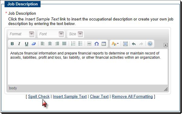 Spell Check NAICS Code Displays on the Search Results Screen When the system requires text entry in a large,