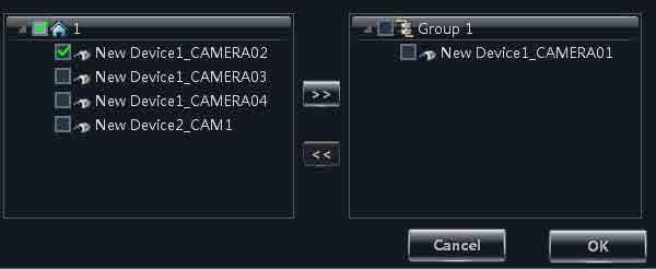 Xcel CMS User Manual 16 4.2 Add or Remove the Camera Group 1 Select a group and click button to enter the interface.
