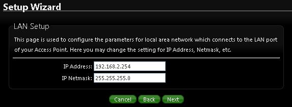 2.254 address, please keep the default and go next setup.