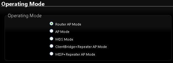 3. Router AP Mode Configuration When Router AP mode is chosen, the system can be configured as an Router AP mode.