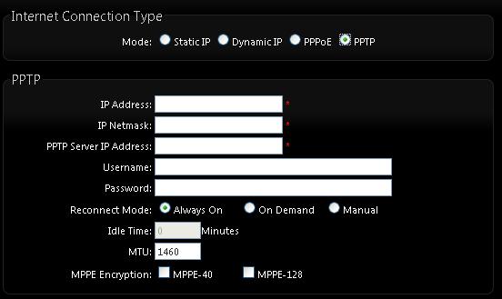 Manual Click the Connect button on WAN Information in the Overview page to connect to the Internet. Idle Time : Time to last before disconnecting PPPoE session when it is idle.