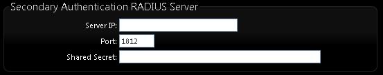 Authentication RADIUS Server Settings Authentication Server: Enter the IP address of the Authentication RADIUS server. Port: The port number used by Authentication RADIUS server.