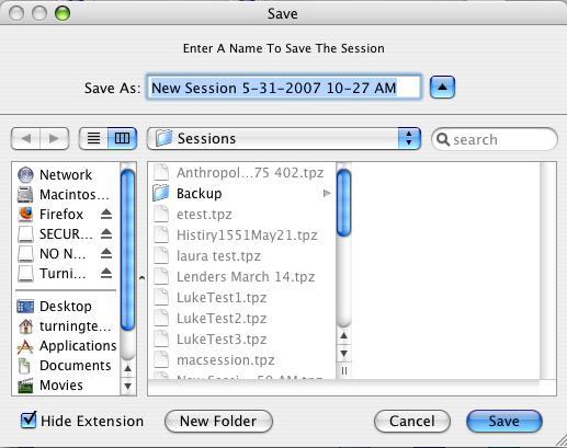 Saving a Session 1. Click on the Save Icon in the TurningPoint toolbar. 2.