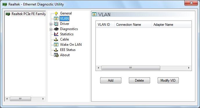 Configuration of Diagnostic Utility Driver This page displays driver information