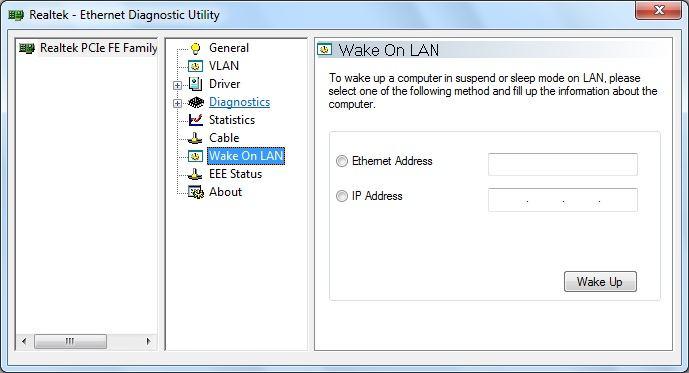 Wake On LAN This page provides two ways for the user to wake up a PC in standby or hibernate mode via the selected network adapter.