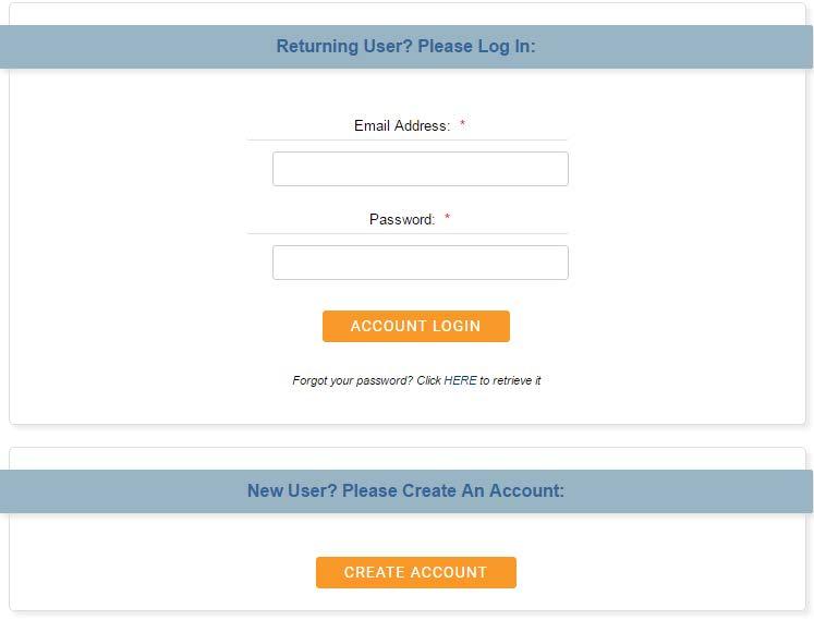 4. The link displays the Account Login page for New and Returning Customers.