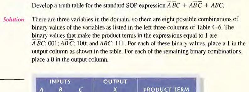 BOOLEAN EXPRESSIONS AND TRUTH TABLES Converting SOP Expressions to Truth Table Format The first step in