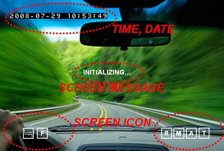 Chapter 7: SCREEN MODE 1. LIVE SCREEN MODE In LIVE SCREEN MODE, TIME & DATE information, screen icons and messages are displayed on the screen. 1.1 SCREEN MESSAGE Message INITIALIZING WAIT FILE NOT FOUND SD CARD ERROR NO SIGNAL SD CARD LOCKED INSERT SD CARD!