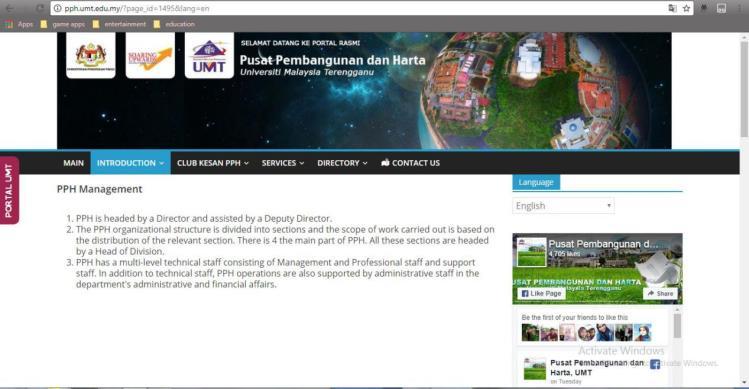 2.3 EXISTING SYSTEM PPH Management UMT Universiti Malaysia Terengganu (UMT) has its own PPH Management.