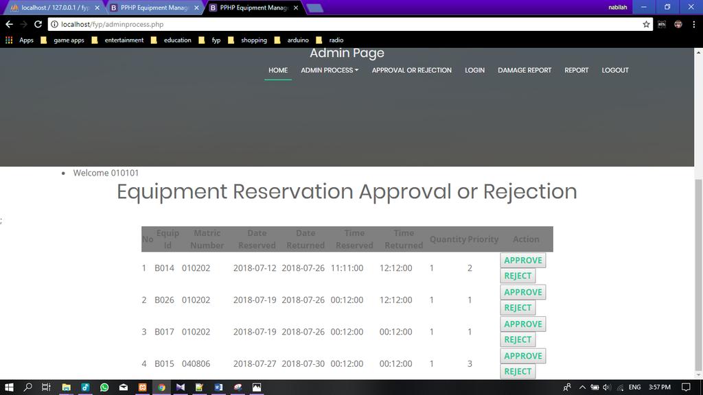 4.2.11 Approval or Rejection Reservation Application Figure 24 : Approval or Rejection Figure 24