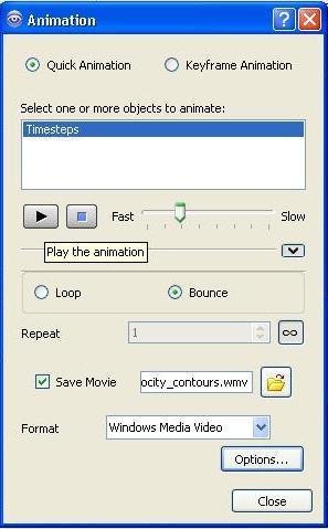 Figure 15: Displaying mesh on symmetry planes 11. Click on the animation icon. This brings up the animation panel. 12. Select Time steps as the object to animate. 13.