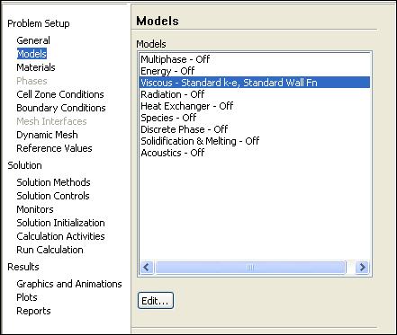 Figure 4: General settings Step 3: Models Problem Setup -> Models -> Viscous 1.