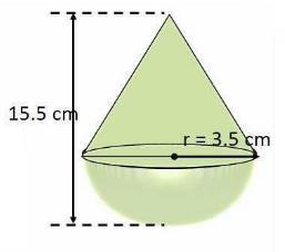 Solution:3 Radius of the hemisphere = 3.5 cm Radius of the Cone = 3.5 cm Height of the C0ne = 15.5 3.5 = 12 cm Slant height of the Cone l = (r 2 + h 2 ) 12.5 cm = (3.