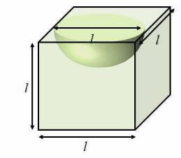 5)2 = 5. A hemispherical depression is cut out from one face of a cubical wooden block such that the diameter l of the hemisphere is equal to the edge of the cube.