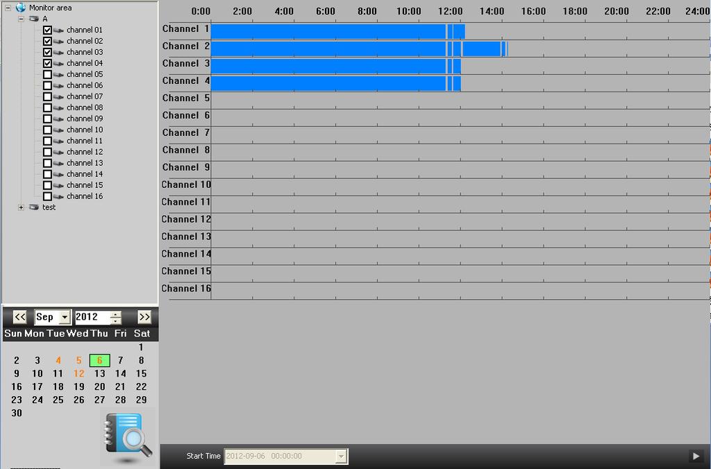 time grid to set the playback time, "Start Time" shows the playback start time.