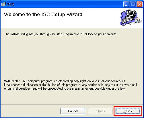the ISS installation package to PC, find the setup program ISS Setup Wizard, click Install.
