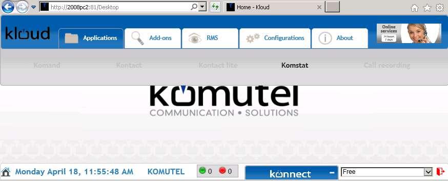 It is assumed that the Komstat application and database was successfully installed on the PC.