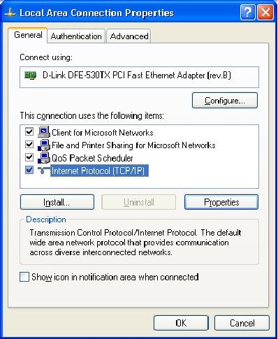 Checking TCP/IP Settings for Windows XP a) Click Start, select Control