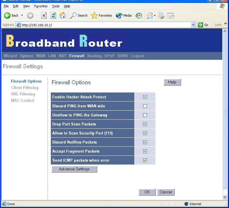 3.6 Firewall Firewall Options The Broadband Router provides extensive firewall protection by restricting connection parameters to limit the risk of intrusion and defending against a wide array of