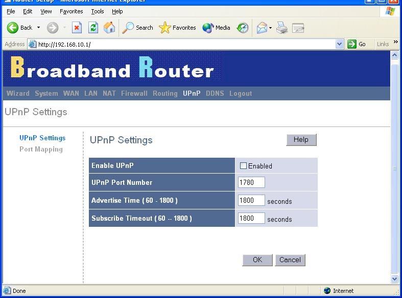 Working Mode: Select whether the broadband router acts like router or gateway. Listen Mode: Enable this mode to allow RIP server to receive routing information and updating the routing information.