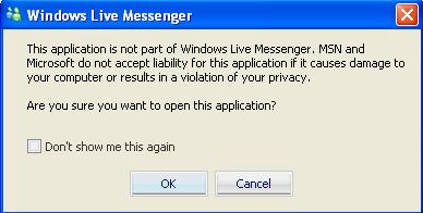 The dialog box will show up with This application is