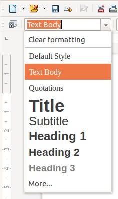 Using keyboard shortcuts Figure 2: The Apply Style list on the Formatting toolbar Some keyboard shortcuts for applying styles are predefined.