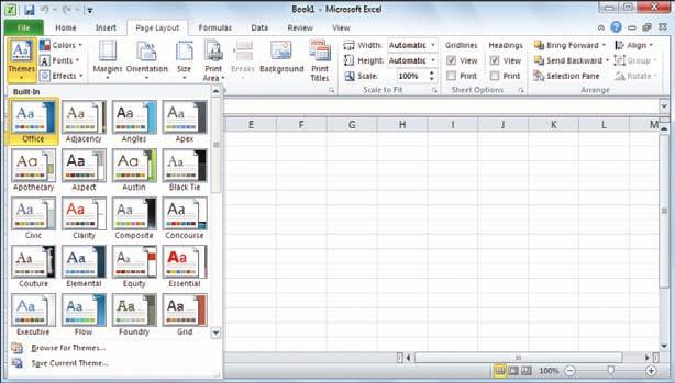 The Ribbon is organised into various tabs, such as File, Home and Insert, and each tab contains related controls, which usually include buttons, lists, and check boxes.