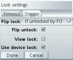 Lock settings - Trigger Use the provided settings to customize the methods of locking and unlocking the phone. Flip lock: Select the condition for locking the phone as a response to closing the flip.