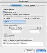Sets the root file name for saved images. For example, if you type Capture, file names are automatically assigned in ascending order starting from Capture_00001.jpg.