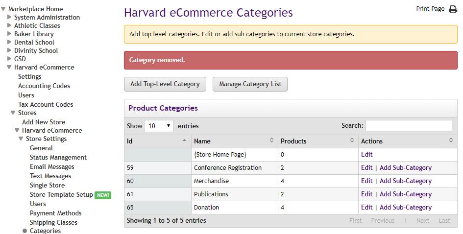 Categories Top-Level Categories will be displayed on your store s home page.