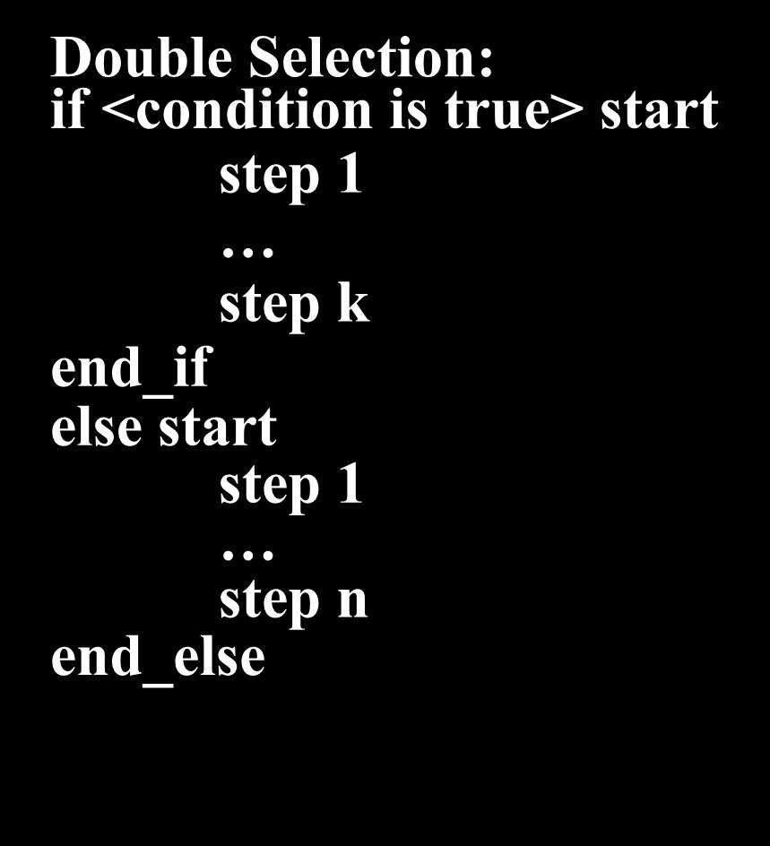 if else Statement The similarity between double selection structure
