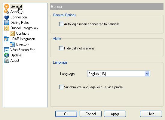 Any custom language the administrator has specified Selecting the desired language, click OK and restart Telephony Toolbar for the changes to take place.